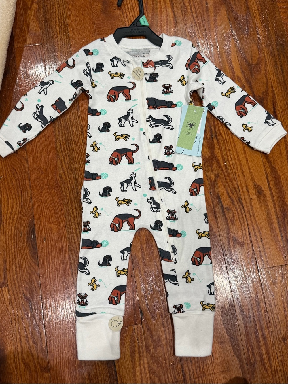 Monica + Andy Organic Romper – Puppy Print – 6-9 Months